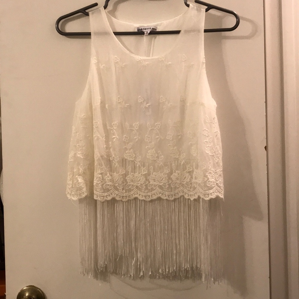 Fringe sleeveless crop top